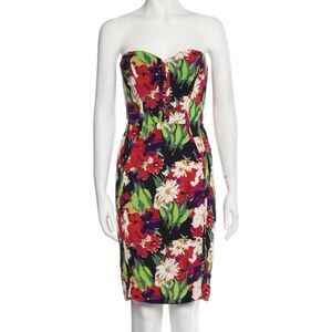Veronica Beard Saffron Floral Strapless Cocktail Dress Sweetheart Neck Size 4
